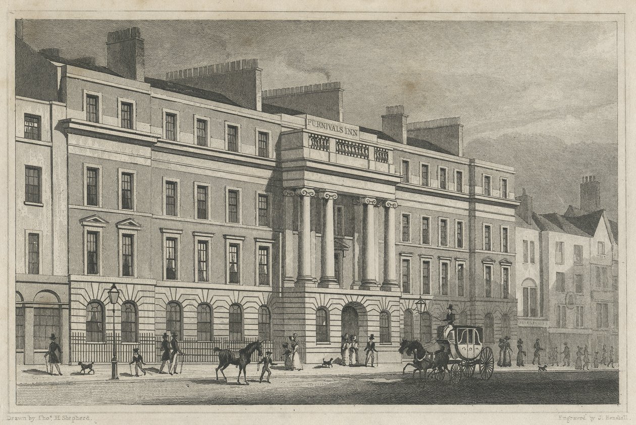 Furnivals Inn Holborn, 1825 av Thomas Hosmer after Shepherd