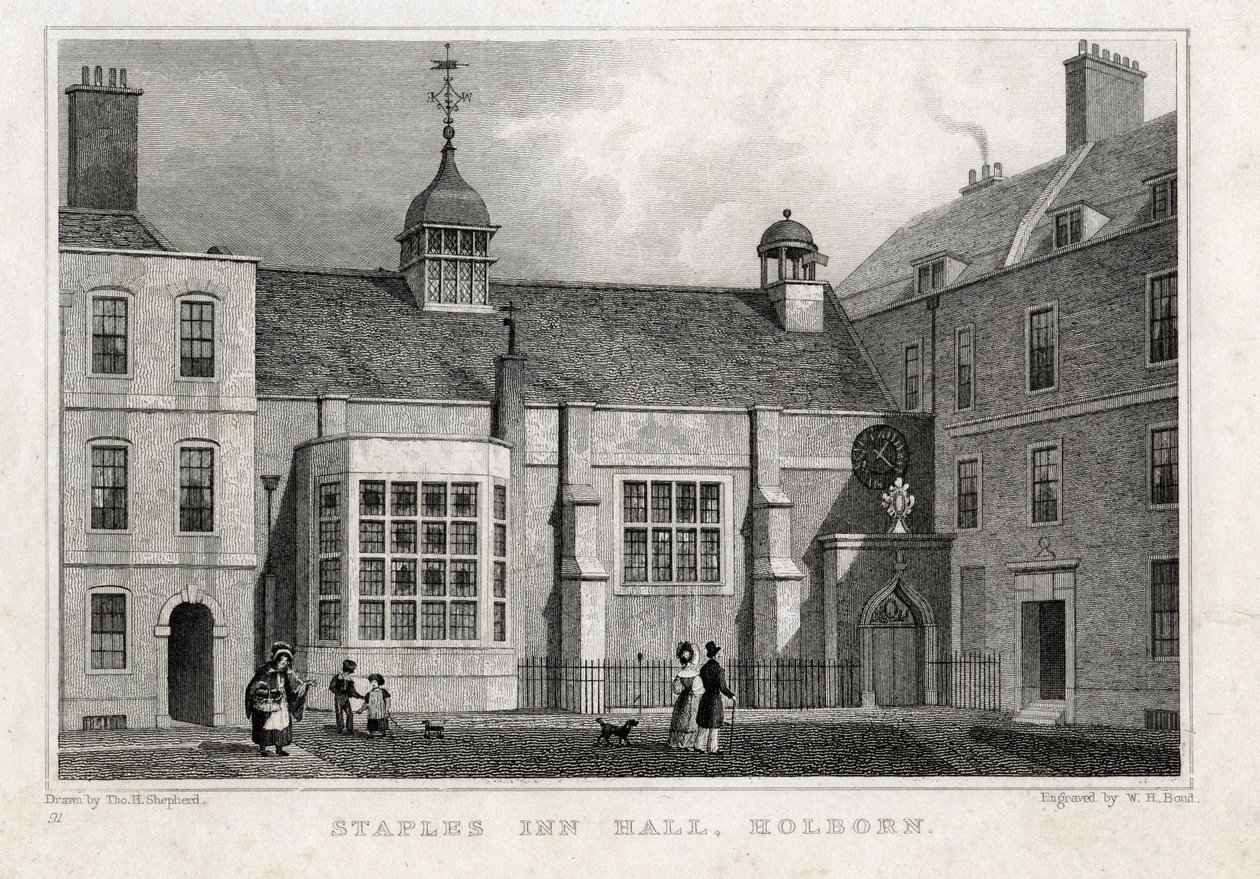 Staples Inn Hall Holborn, 1830 av Thomas Hosmer after Shepherd