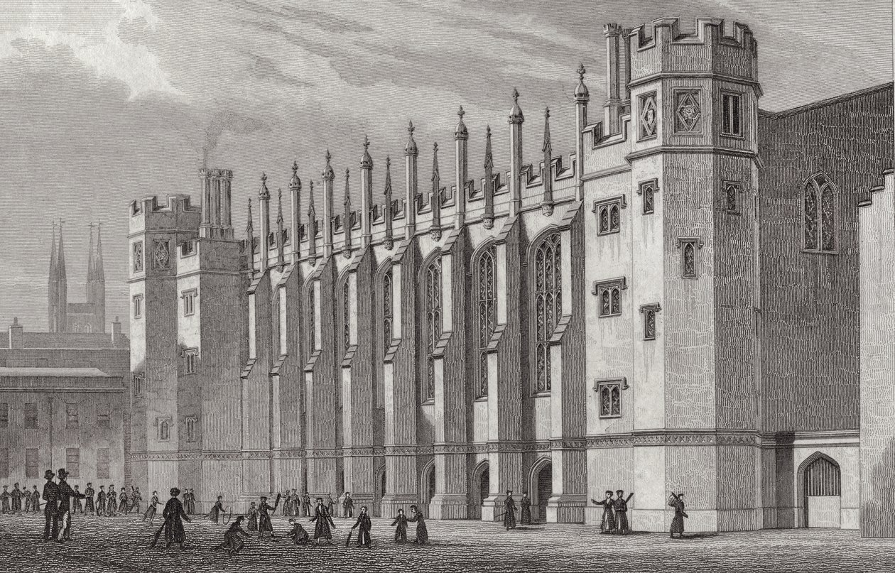 The New Hall, Christs Hospital, 1828 av Thomas Hosmer after Shepherd