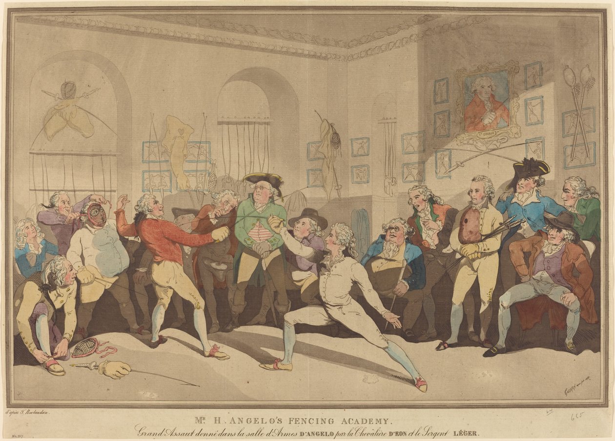 Mr. H. Angelos fekteakademi av after Thomas Rowlandson