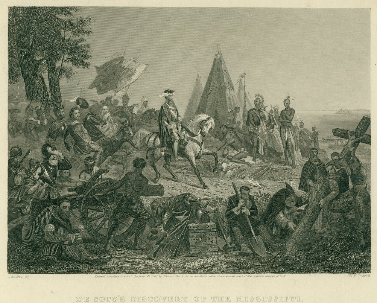 De Sotos oppdagelse av Mississippi av after W.H. Powell