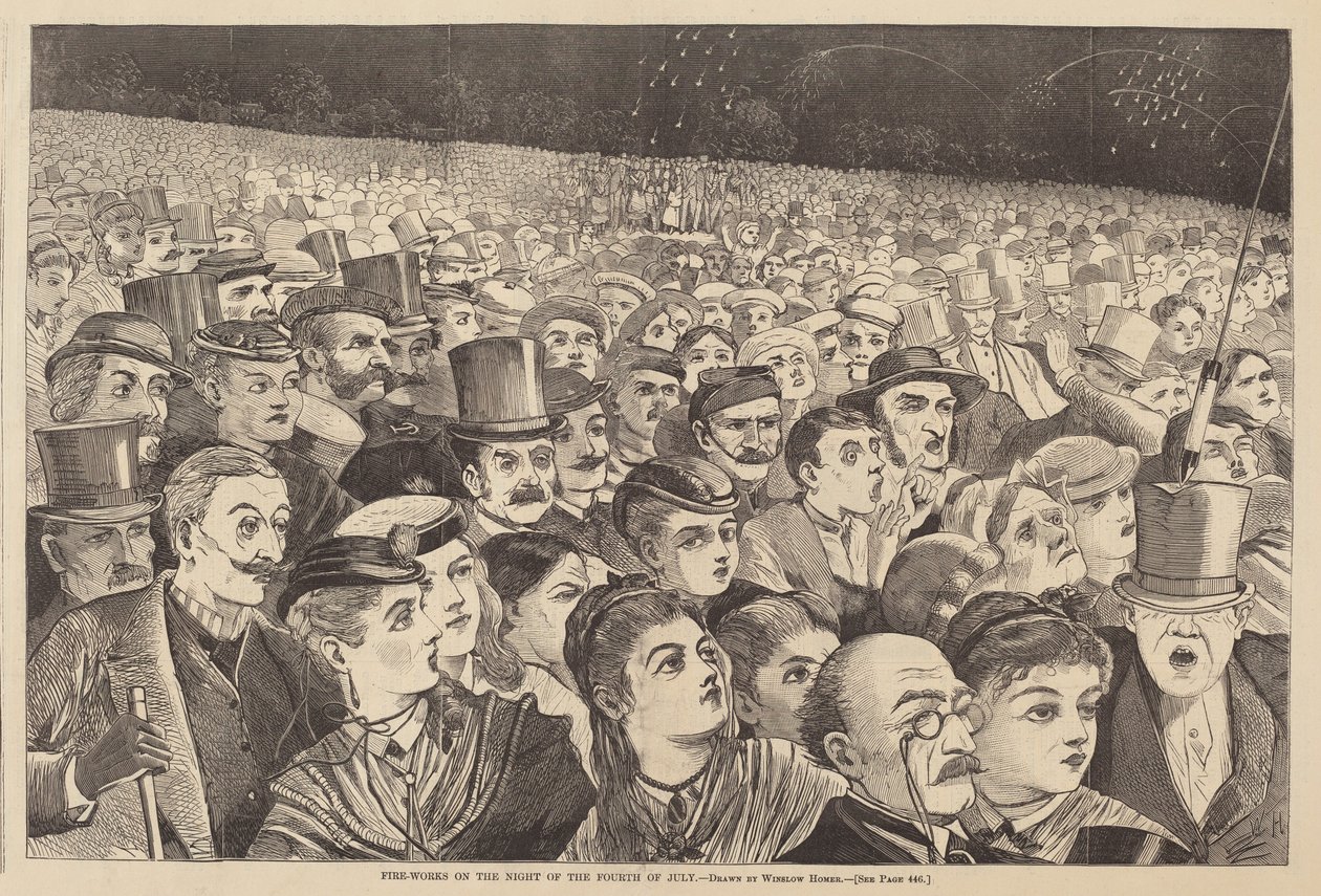 Brannverk om natten til den fjerde juli av after Winslow Homer