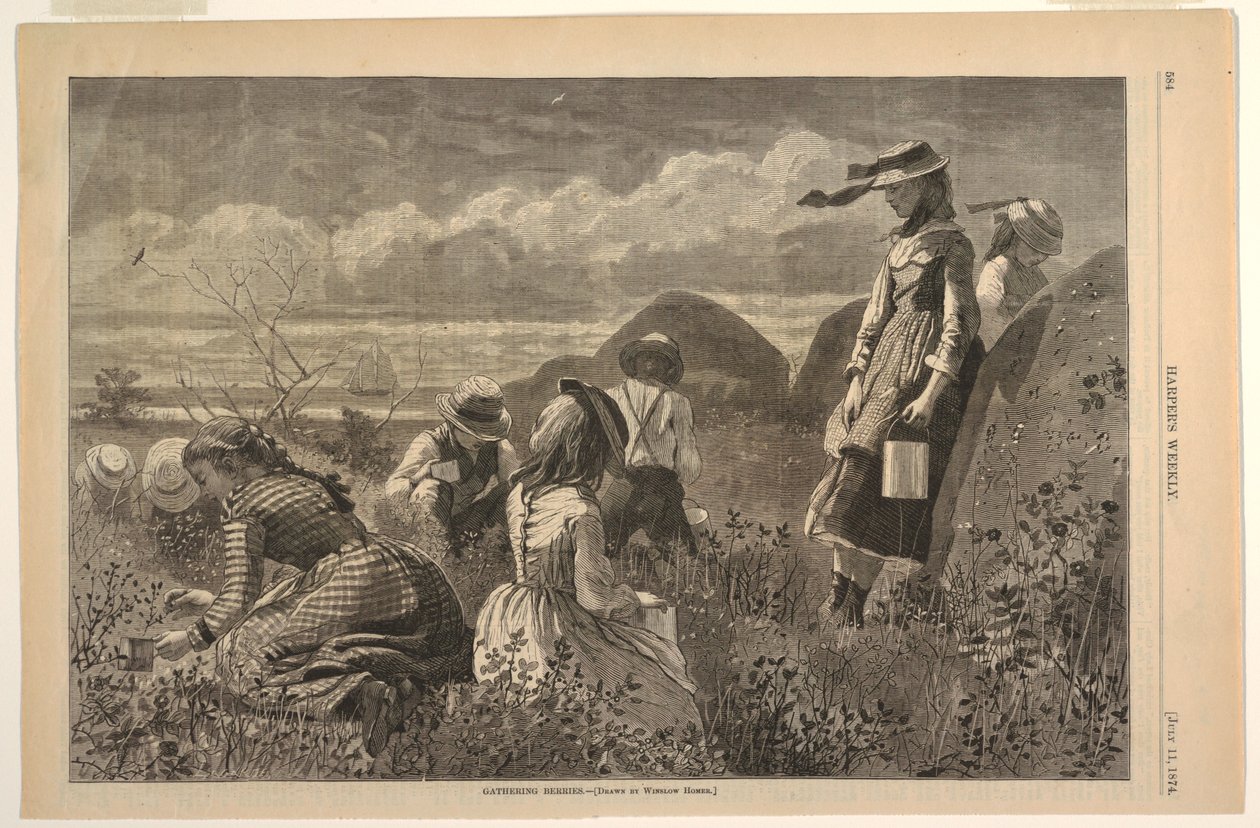 Å samle bær av after Winslow Homer