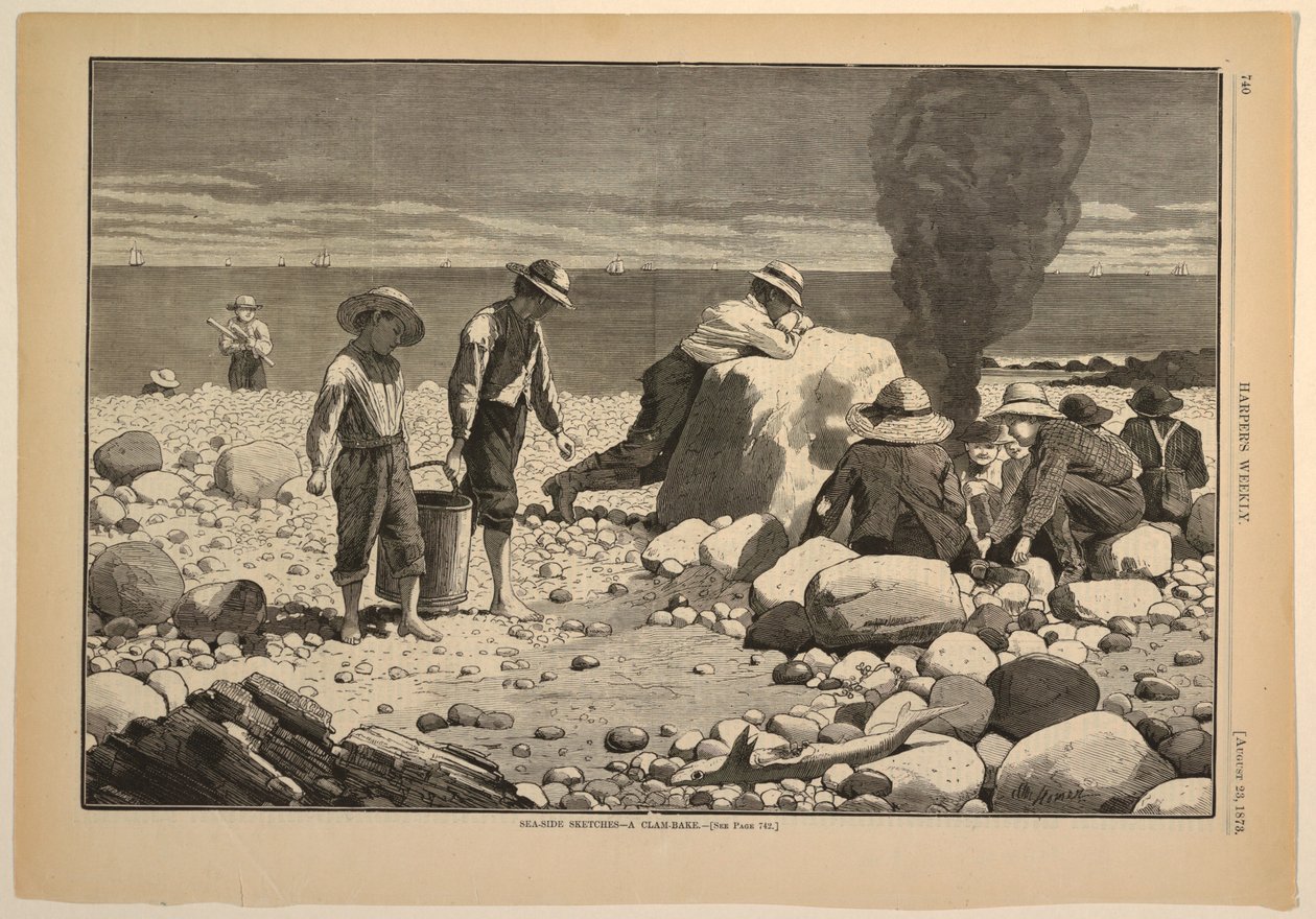 Sea-Side Skisser – En muslingbake av after Winslow Homer