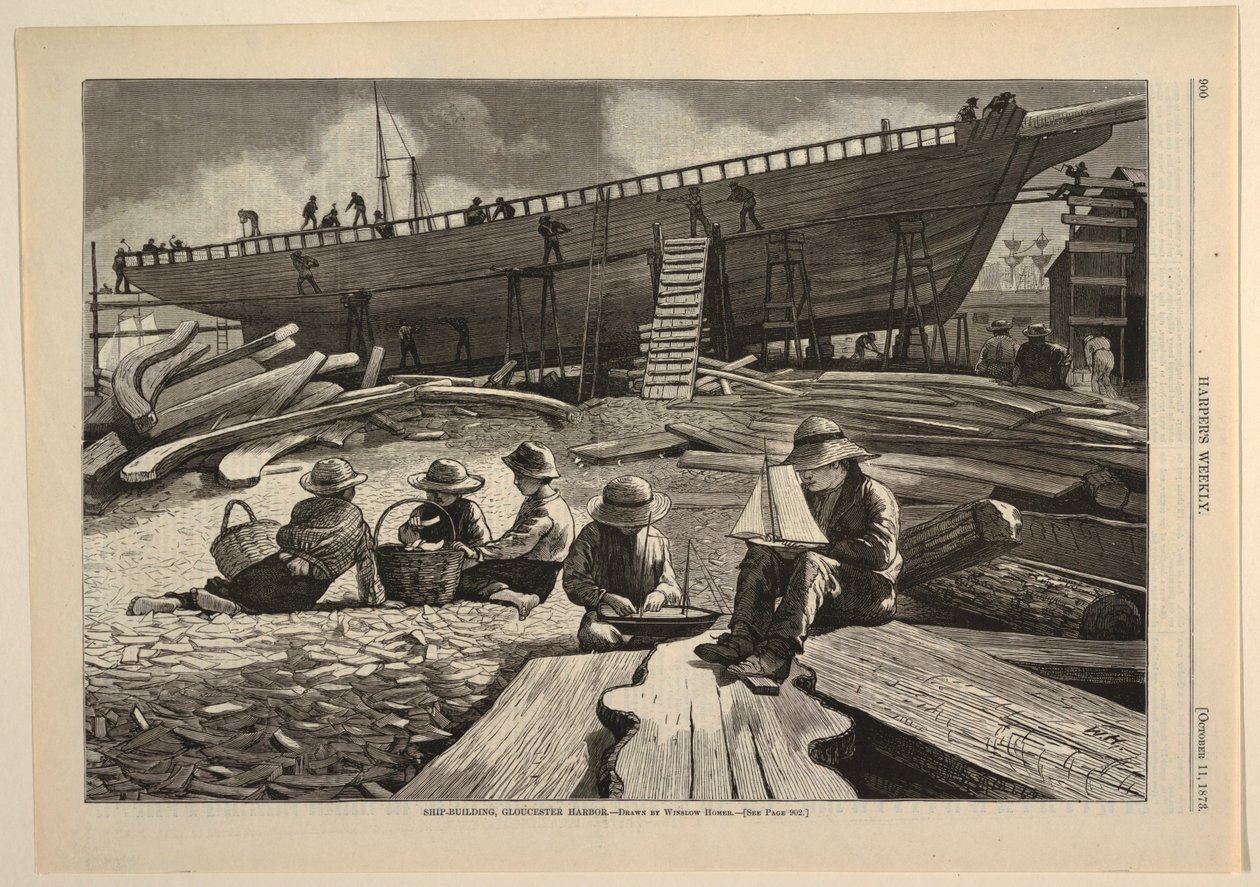 Ship-Building, Gloucester Harbor, fra Harper