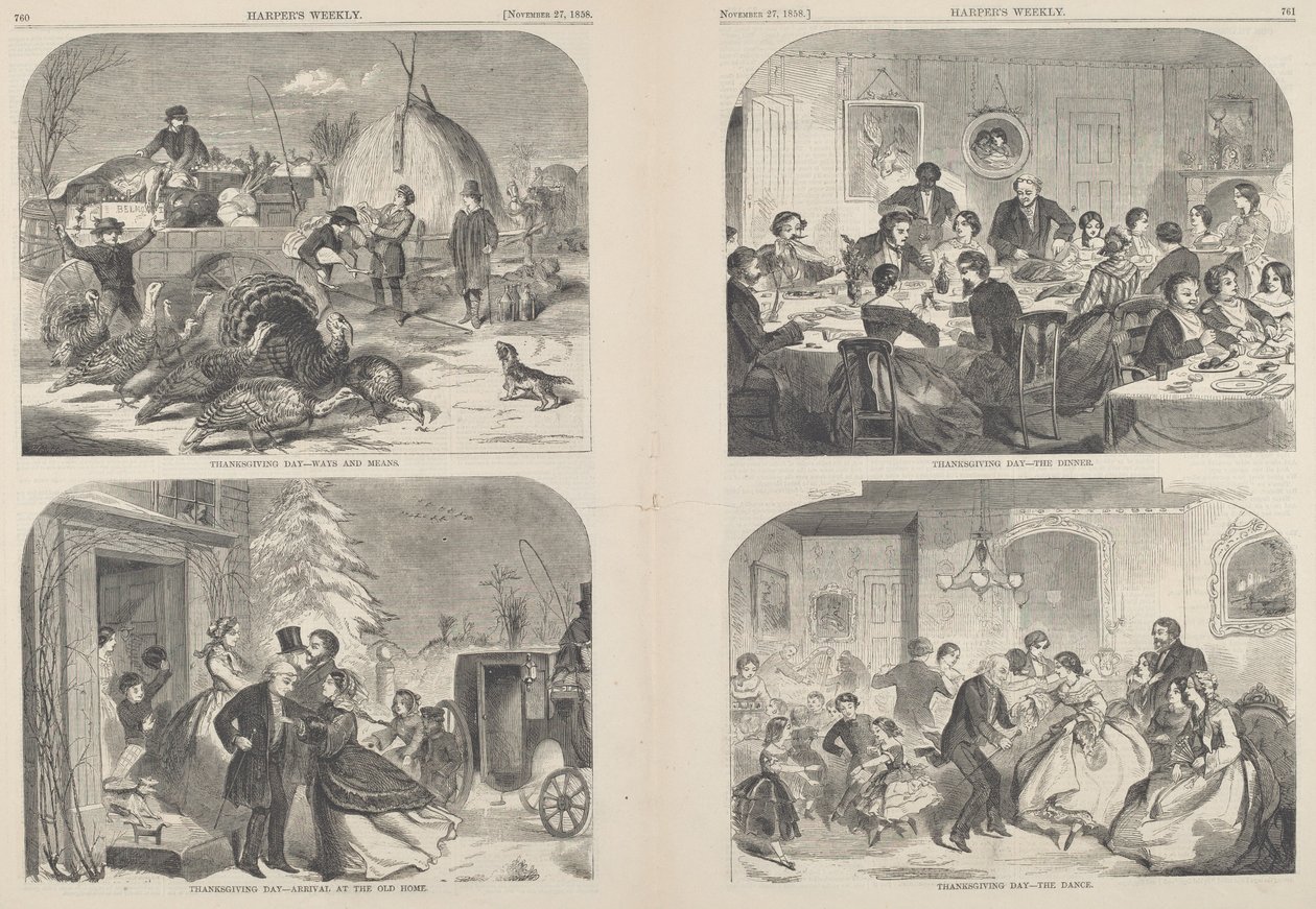 Thanksgiving Day - Ways and Means [øverst til venstre] av after Winslow Homer