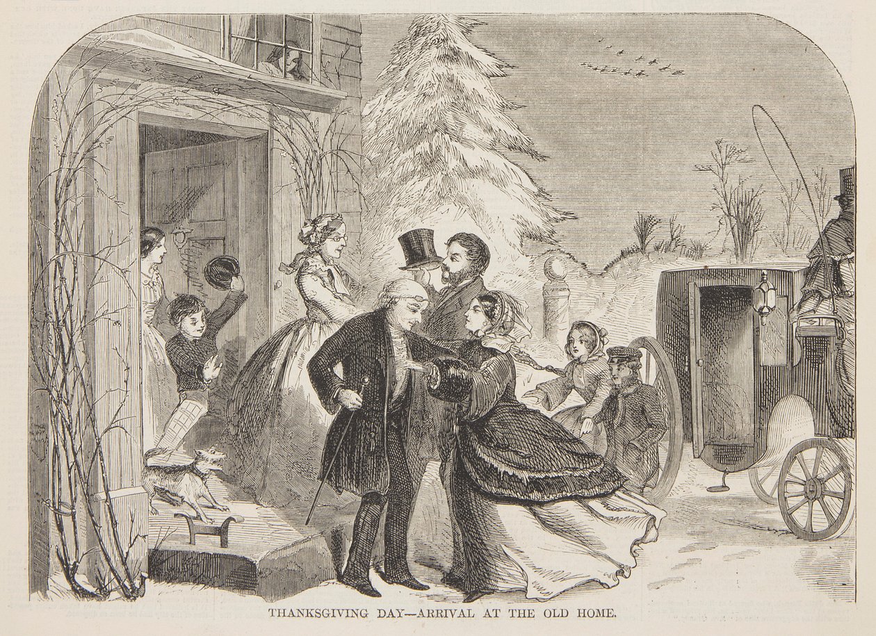 Thanksgiving Day – Ankomst til gamlehjemmet av after Winslow Homer