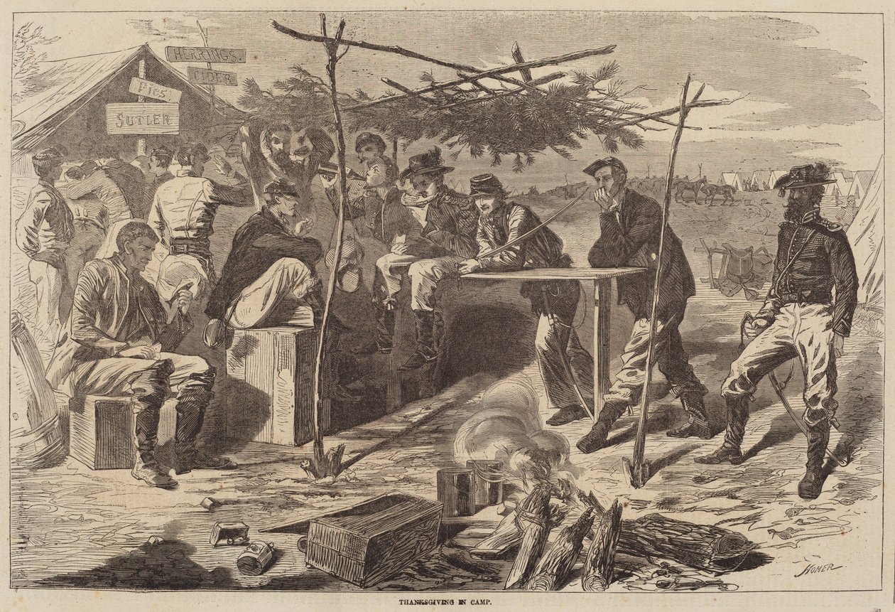 Thanksgiving i leiren av after Winslow Homer