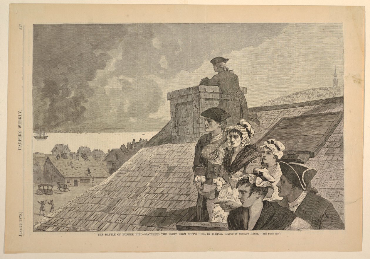 Slaget ved Bunker Hill – Se kampen fra Copp's Hill, i Boston av after Winslow Homer