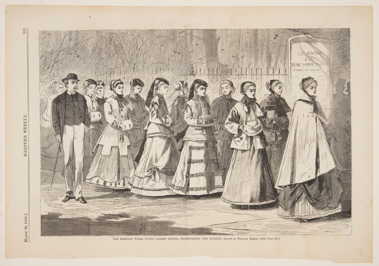 The Morning Walk – Unge damers skole som går langs gaten av after Winslow Homer