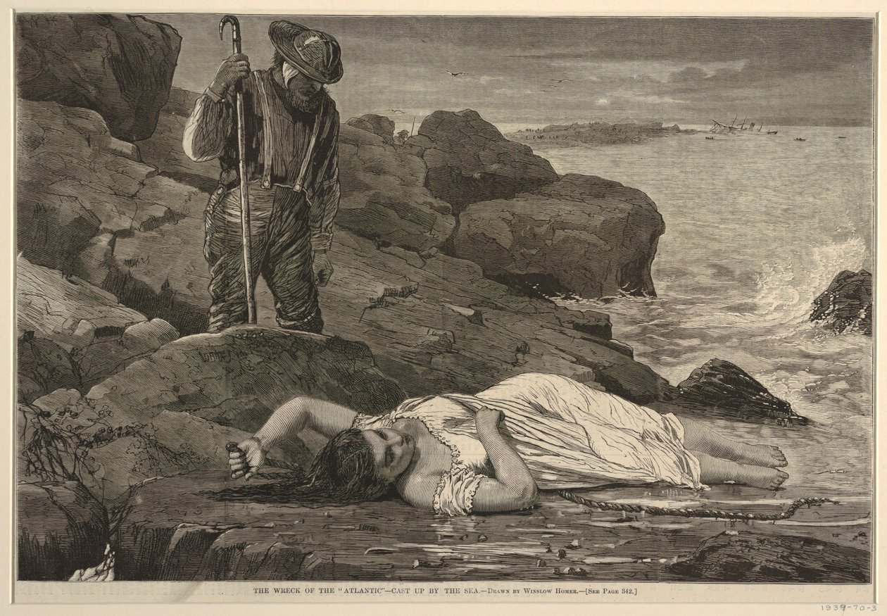The Wreck of the "Atlantic" – Kast opp ved havet av Winslow Homer