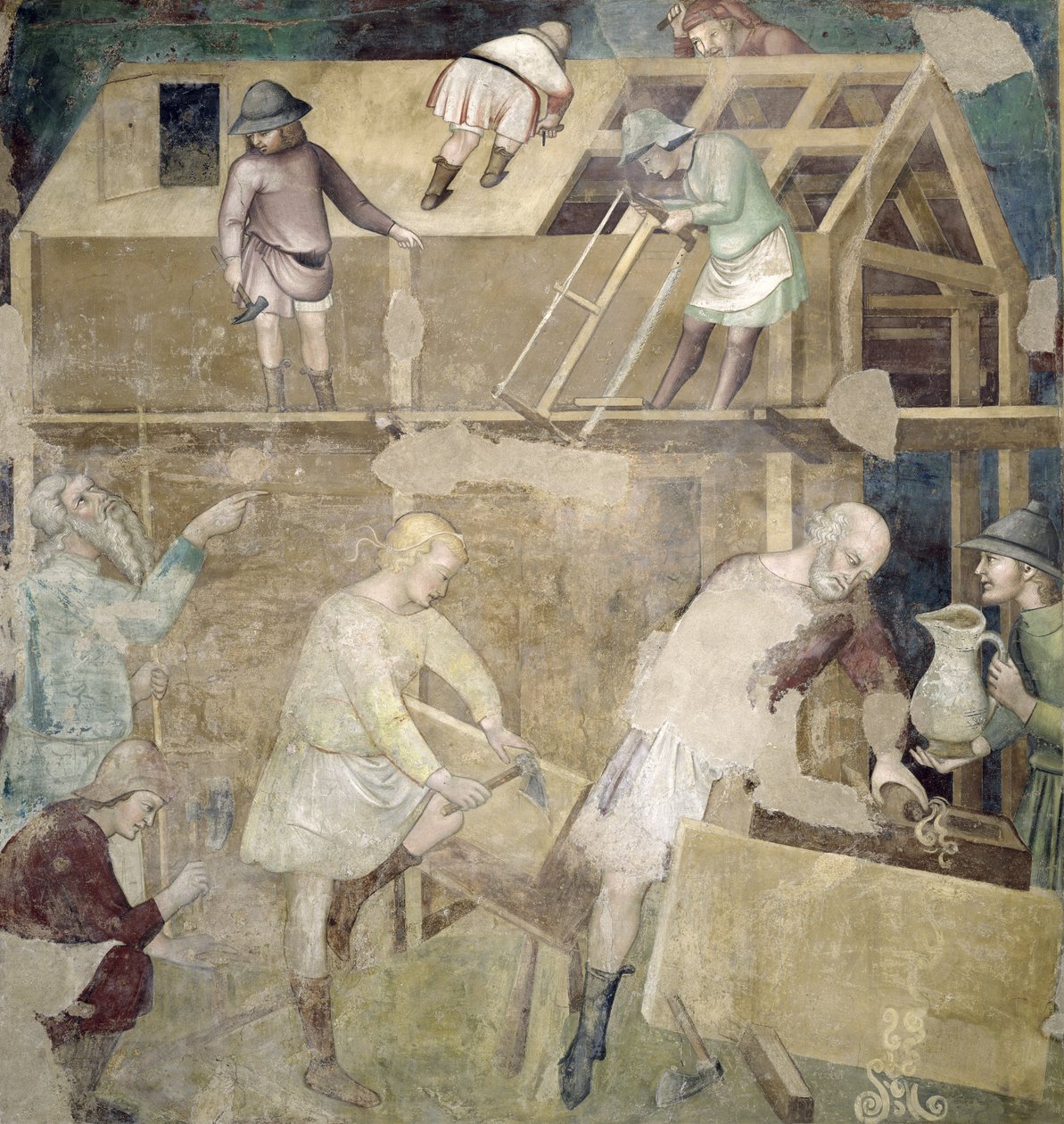 Noah Building the Ark, 1356-67 av also Manfredi de Battilori Bartolo di Fredi