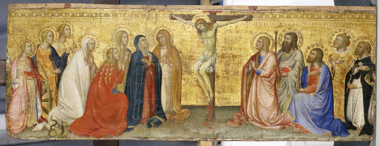Kristus på korset med Maria Magdalena og andre hellige, ca. 1360 (tempera på poppeltre) av also Manfredi de Battilori Bartolo di Fredi