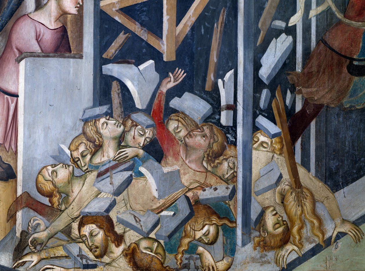 Fall of the House of Job, scene fra Historiene om Det gamle testamente av also Manfredi de Battilori Bartolo di Fredi