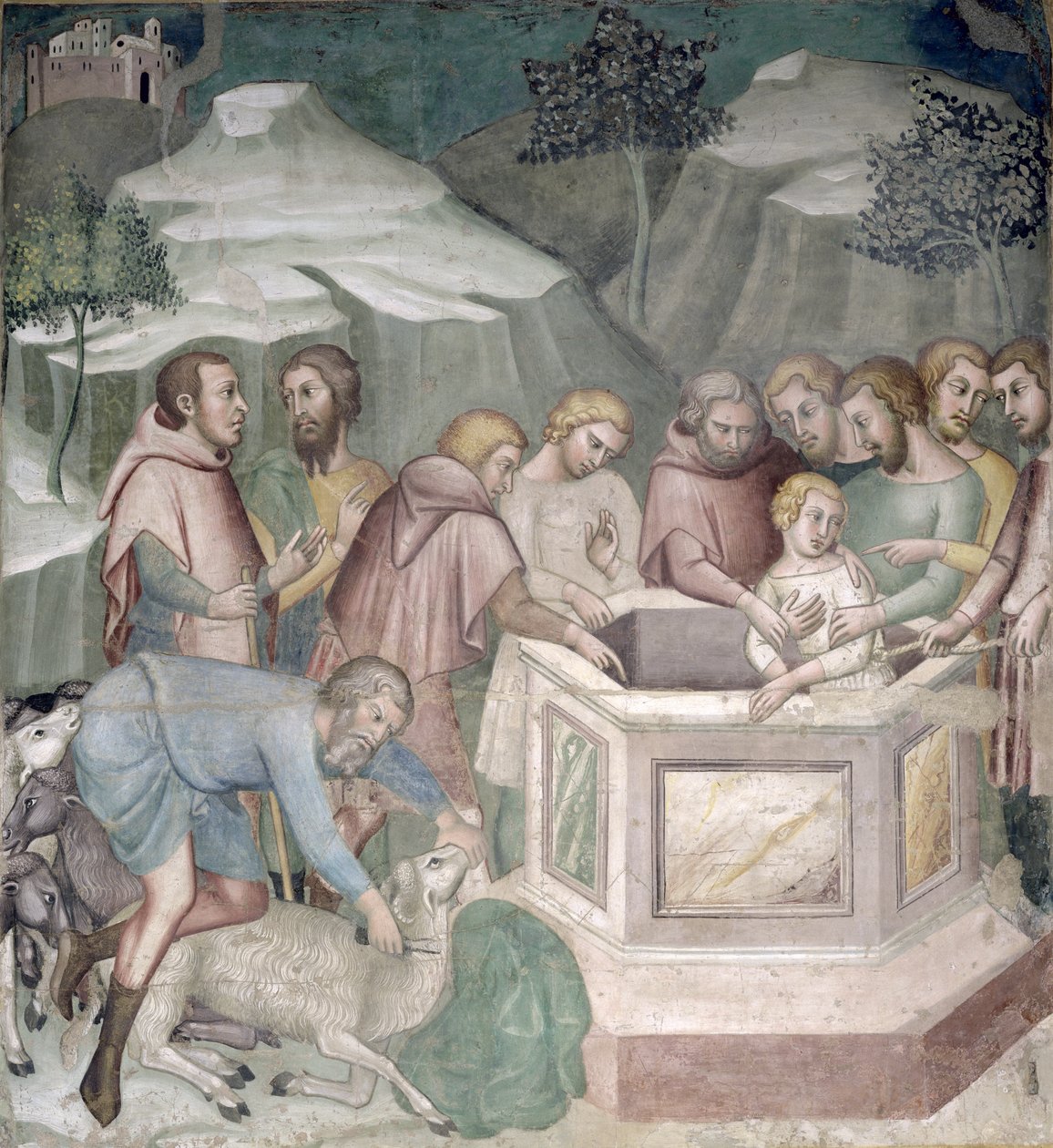 Joseph kastet i en brønn av sine brødre av also Manfredi de Battilori Bartolo di Fredi
