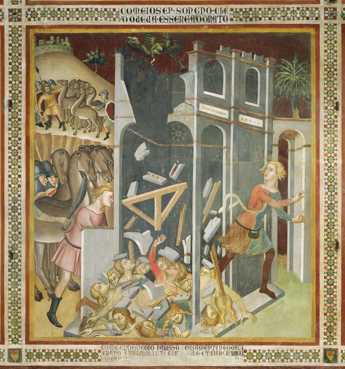 Ødeleggelsen av Jobs hus og tyveriet av flokken hans av saberne, 1356-6 av also Manfredi de Battilori Bartolo di Fredi