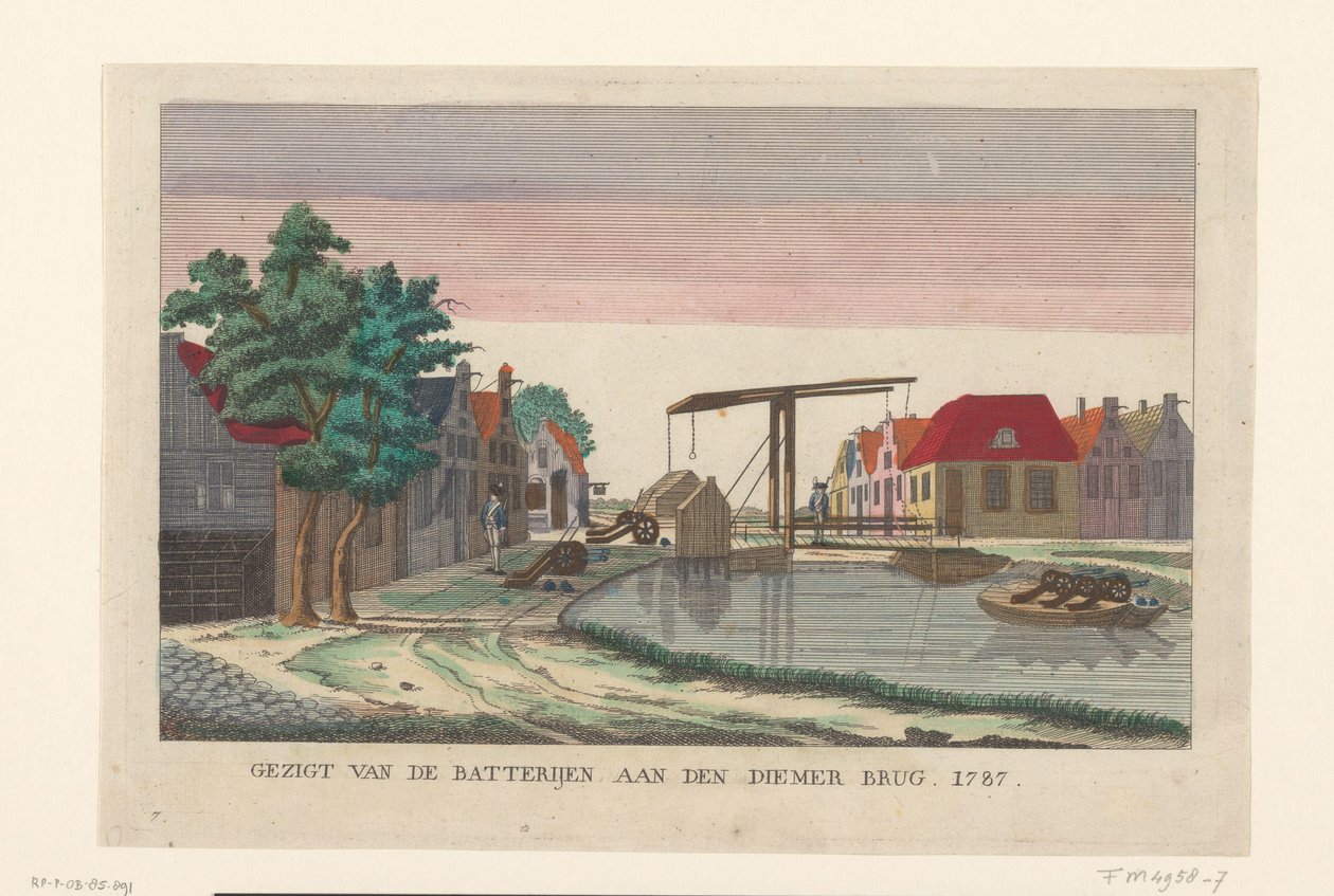 Batteri ved Diemer Bridge, 1787 Utsikt over batteriene ved Diemer Bridge 1787 (tittel på objekt) Batterier rundt Amsterdam i 1787 (tyske kopier) (serietittel) av anonymous (attributed to)