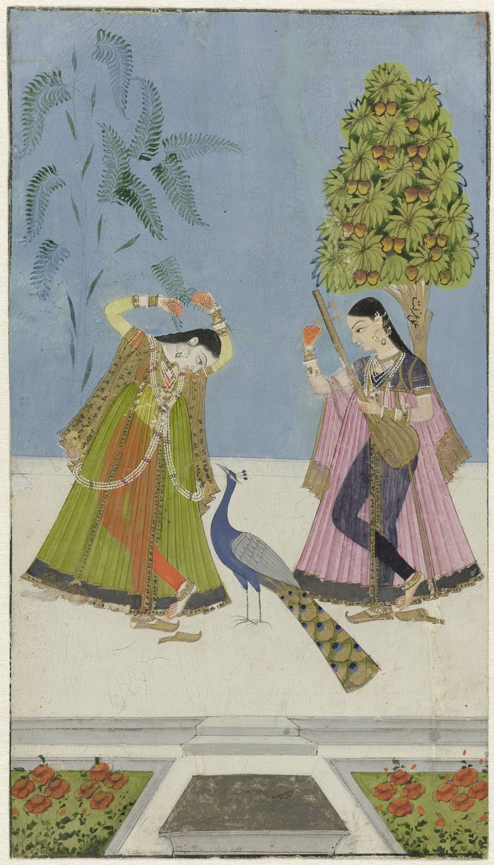 To kvinner og en påfugl, Gujara Ragini av anonymous (attributed to)