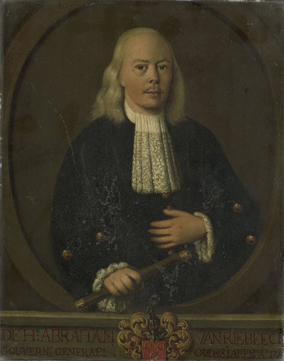 Portrett av Abraham van Riebeeck, generalguvernør i Nederlandsk Øst-India av anonymous (copy after)