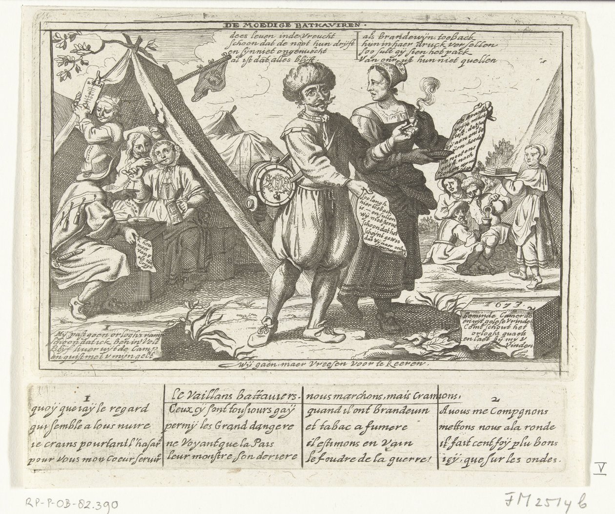 De modige bataverne, 1673 The Brave Bathaviers / Le Vaillans battaviers (tittel på objekt) Seks franske tegneserier av nederlendere fra 1673 (serietittel) av anonymous (possibly)
