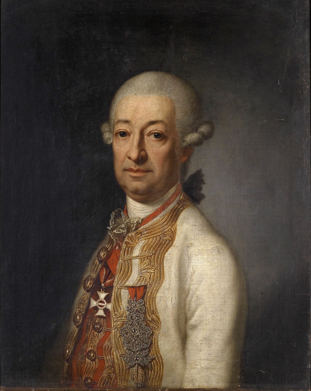 Portrett av k. k. Feltmarskalk Prins Franz Ulrich Kinsky von Wchinitz und Tettau (1726-1792) med Kommandørkorset av Maria Theresa Ordenen, på baksiden Johann Baptist Lampi d. EN. tilskrevet av anonymous Austrian