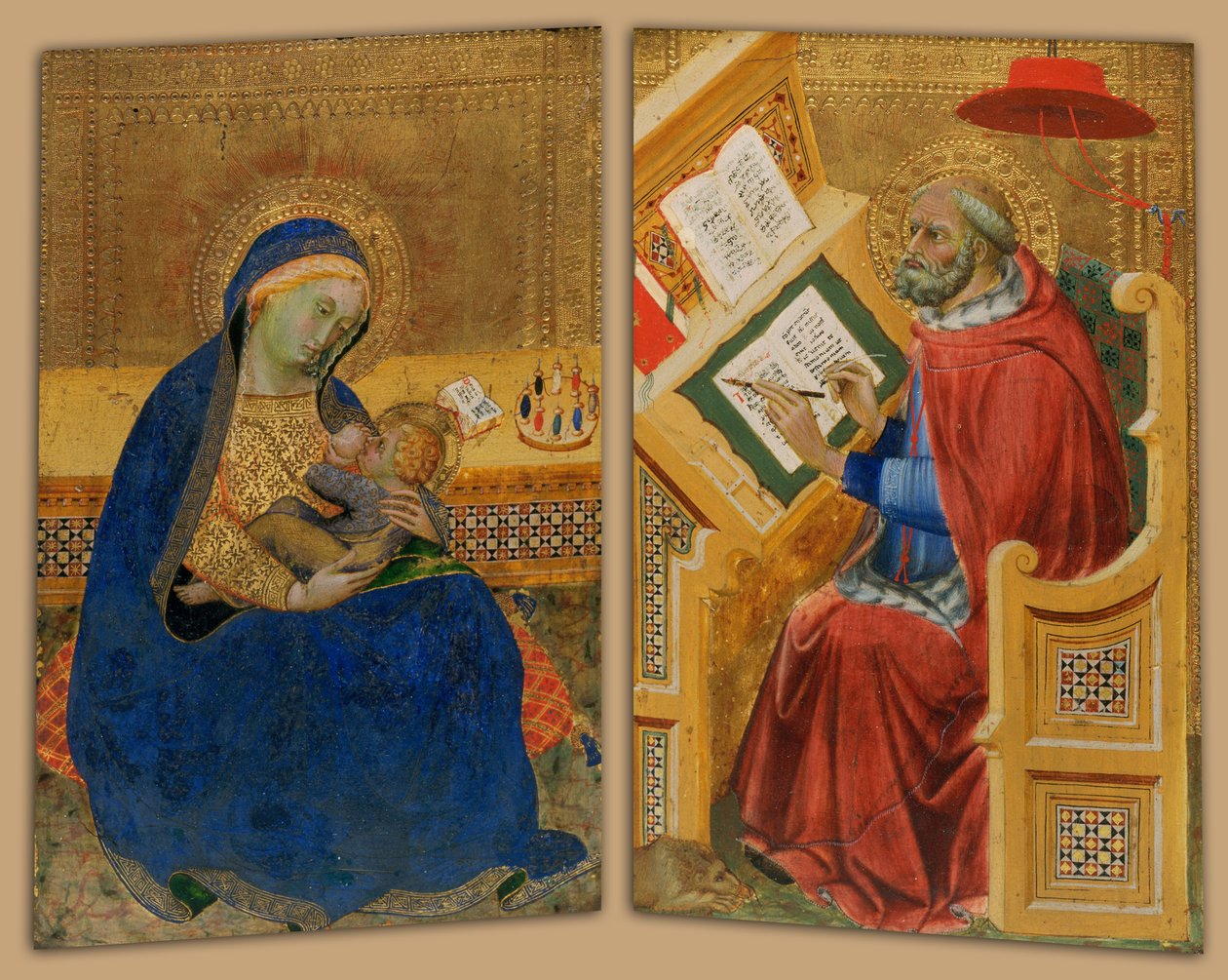 Madonna of Humility og st. Jerome av attributed to Benedetto di Bindo