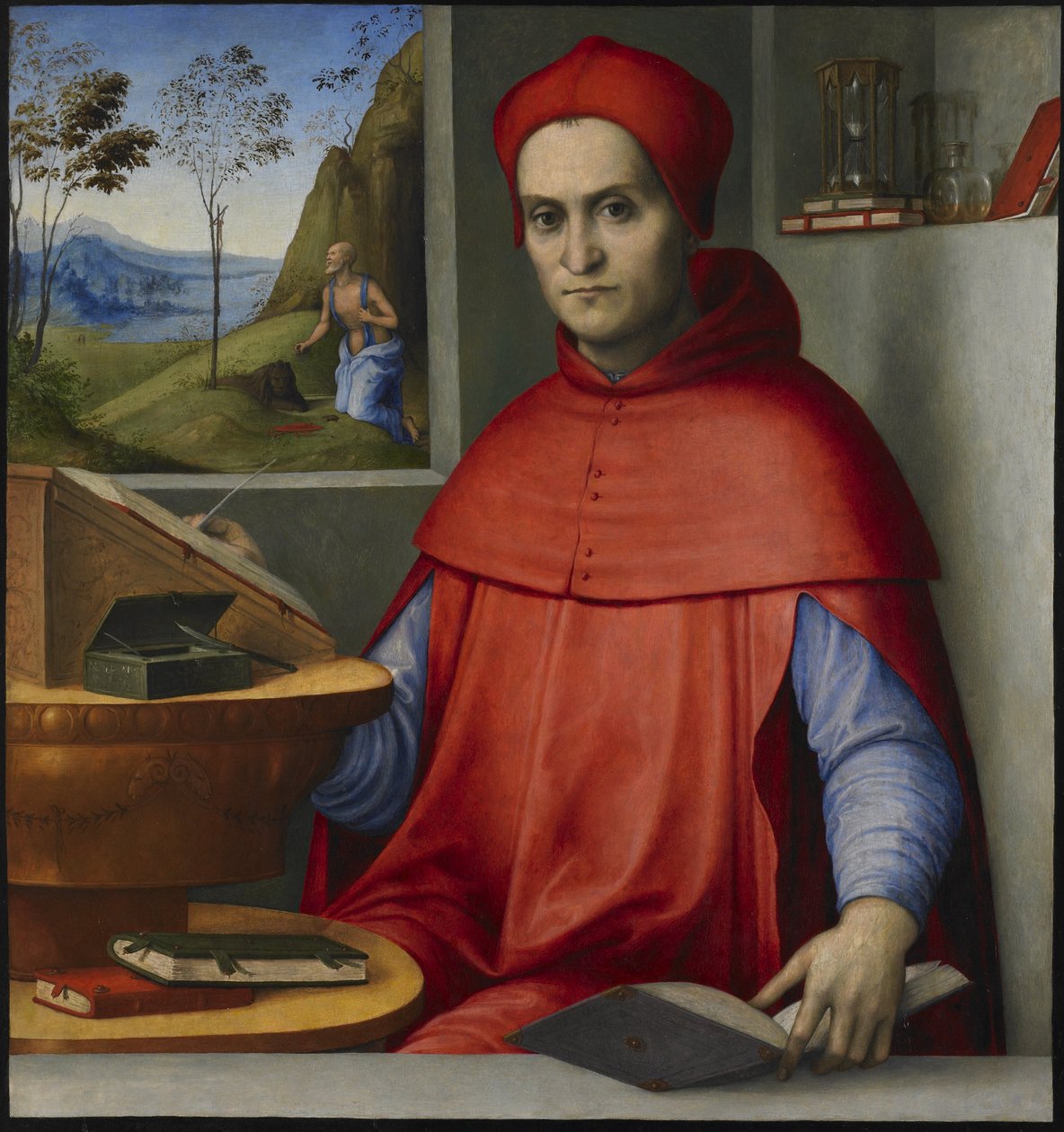 Portrett av en kardinal i studien av attributed to Lorenzo Costa