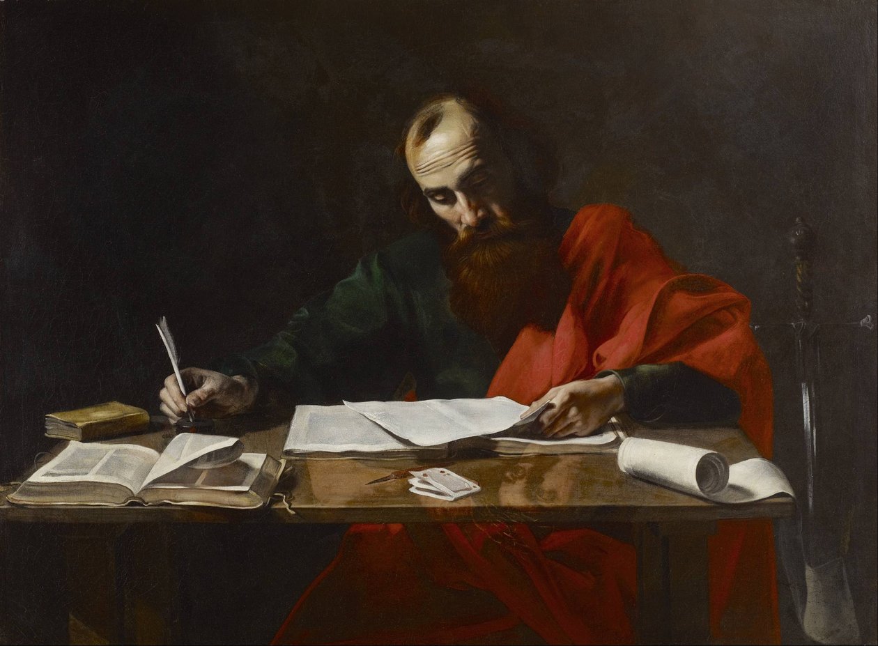 Saint Paul skriver sine brev av Valentin de Boulogne