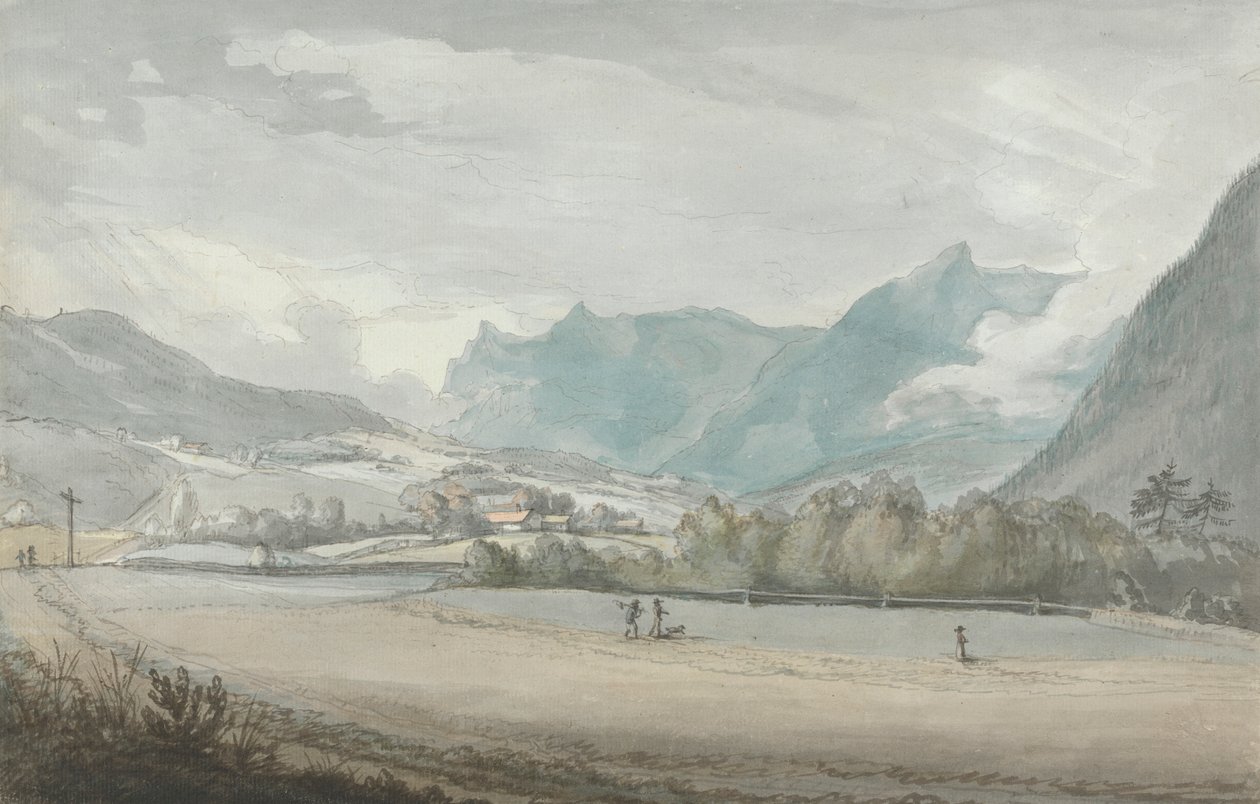 Fjelllandskap med figurer av attributed to Benjamin West