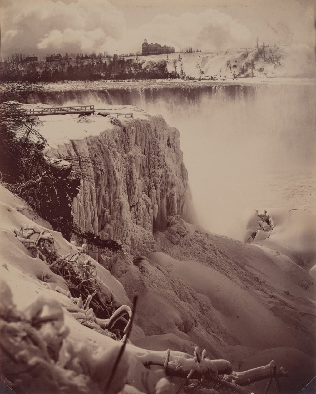 Frosne Falls av attributed to Charles Bierstadt