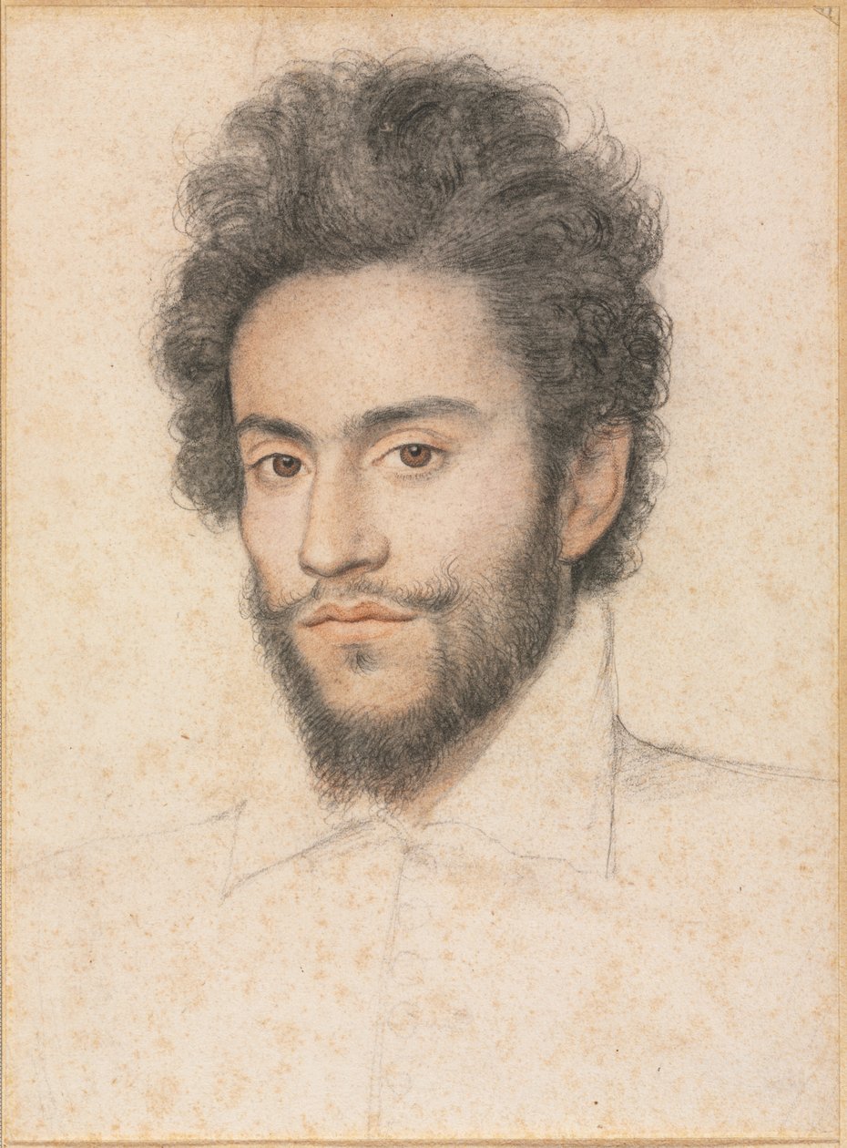 Ung mann med skjegg av attributed to François Quesnel