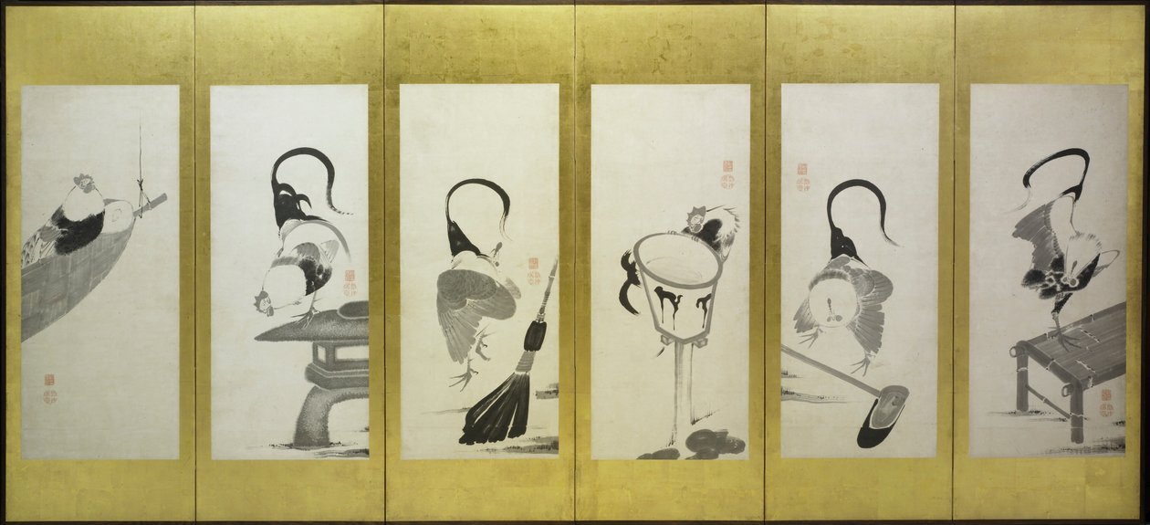 Haner og høner av attributed to Itō Jakuchū