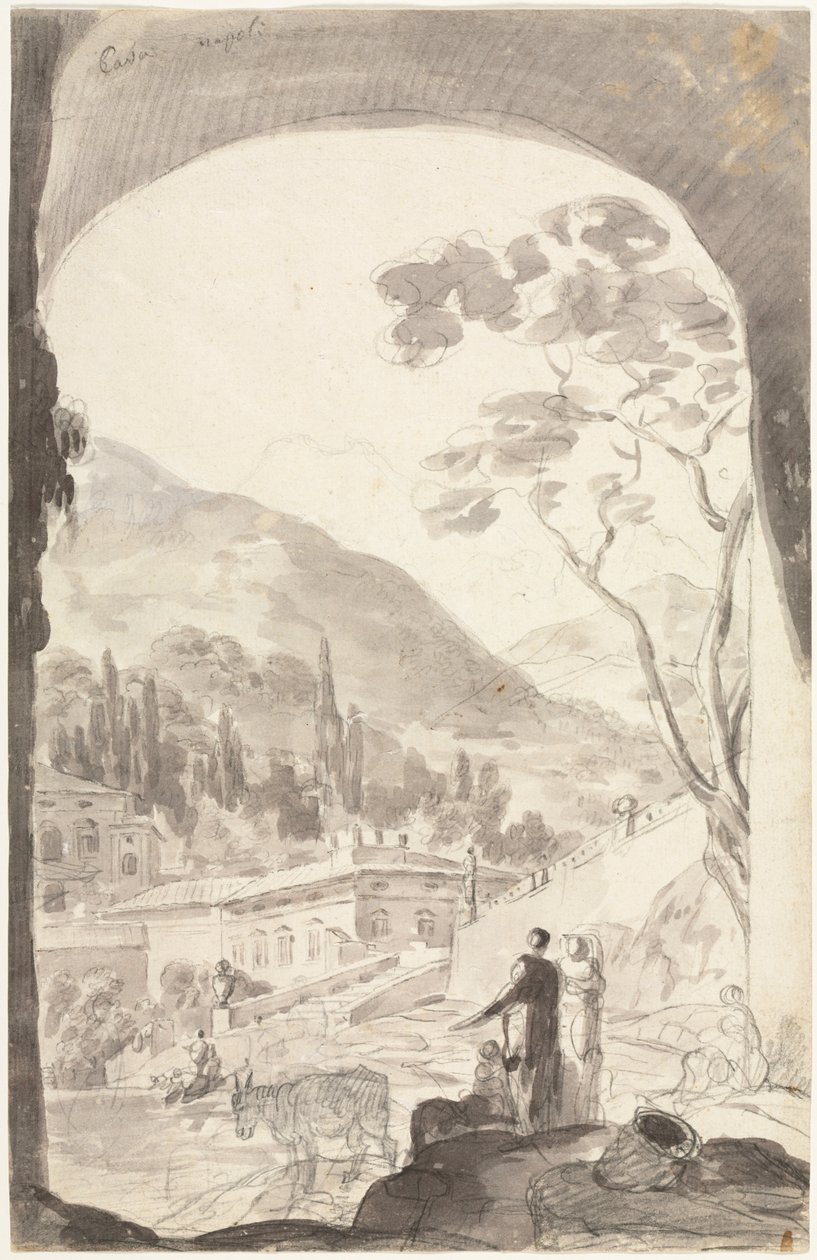 Napoli steinbrudd av attributed to Jean Honoré Fragonard