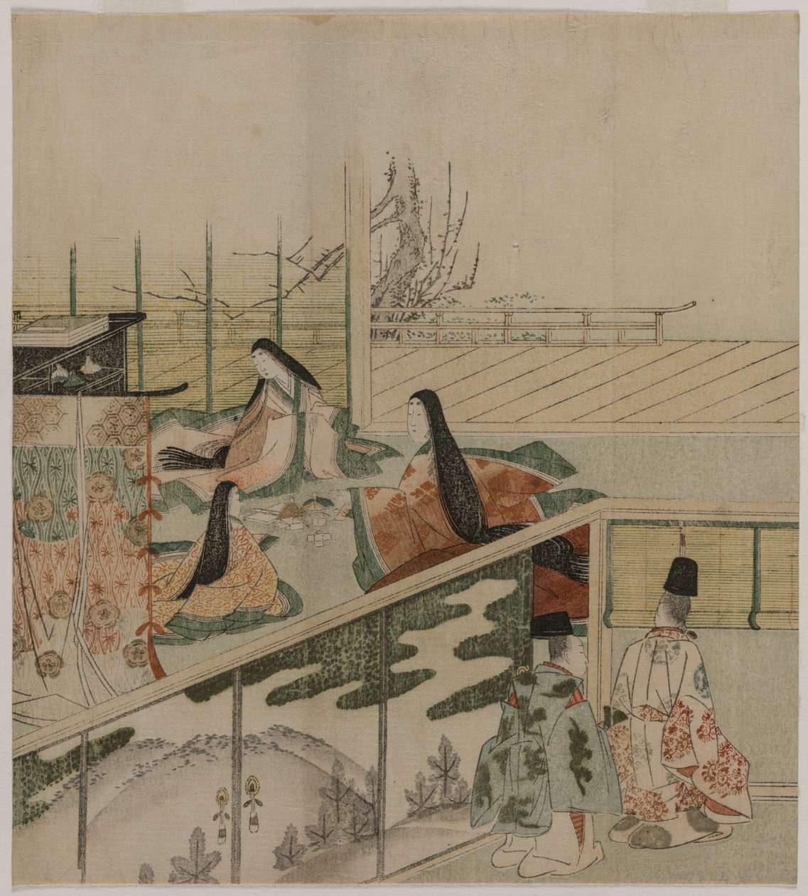 Hofdamer som lager dukker av attributed to Kubo Shunman