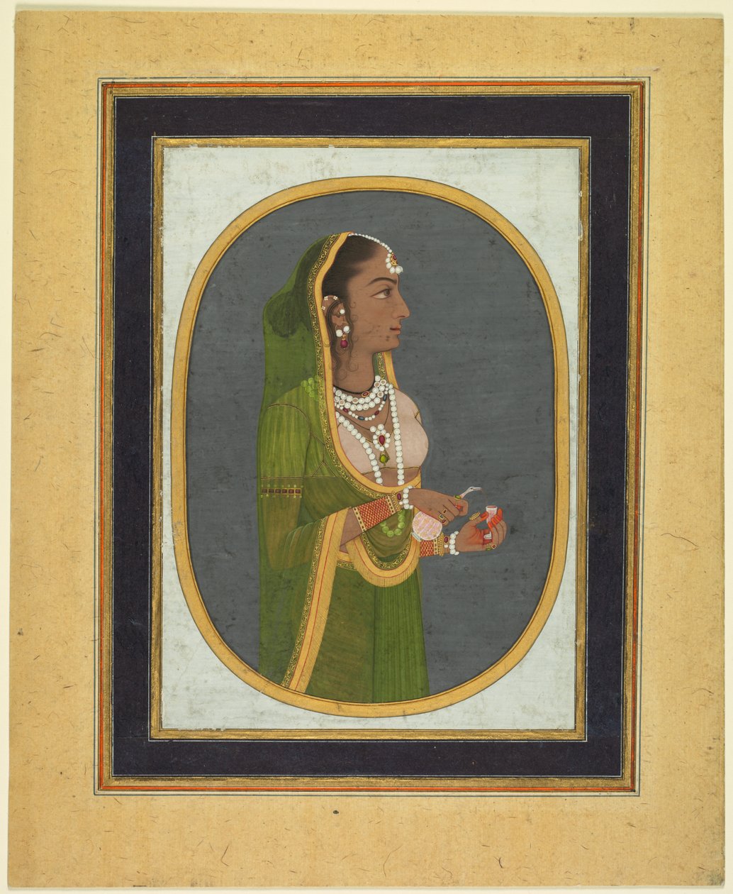 Court Lady skjenker vin (recto) av attributed to Muhammad Rizavi Hindi