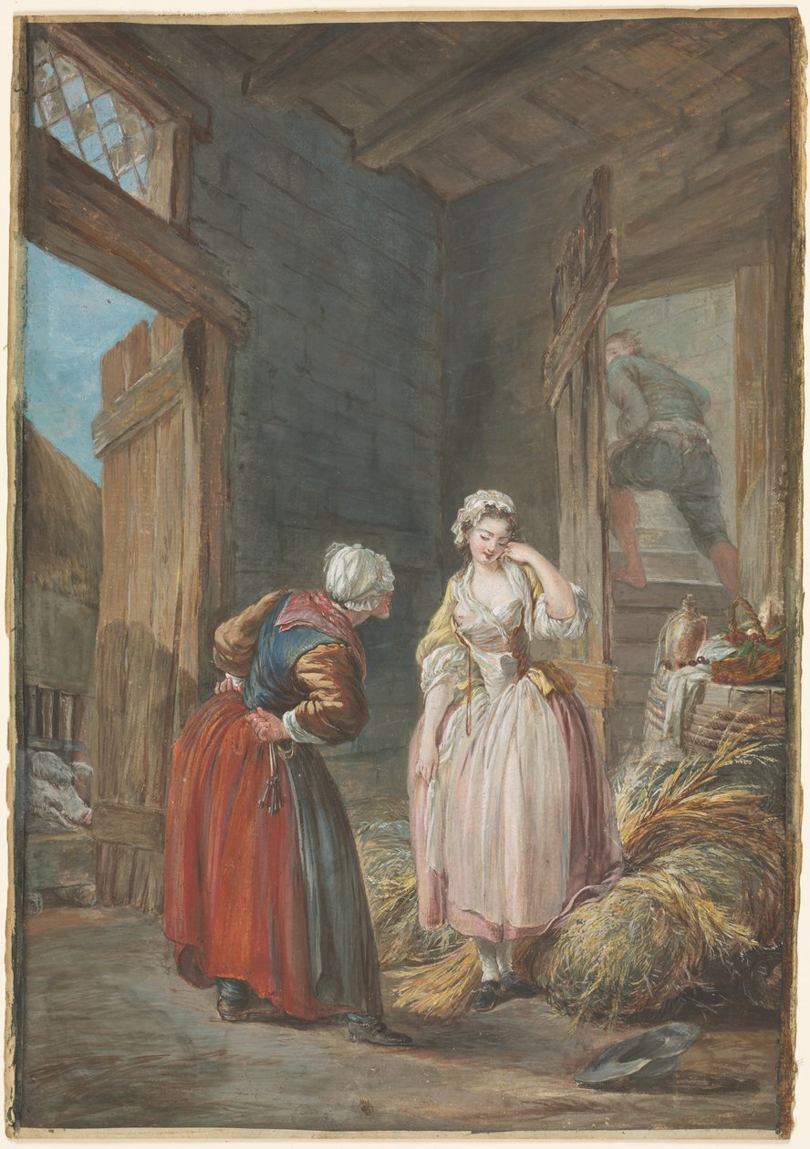 De overraskede elskerne av attributed to Pierre Antoine Baudouin
