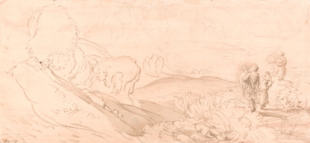 Landskapsskisse av attributed to Samuel Palmer
