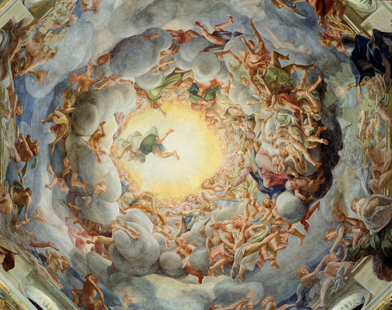 Jomfruens himmelfart, fra taket på kuppelen, 1526-30 av Antonio da Correggio