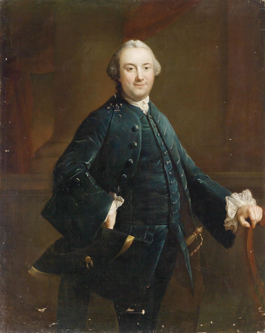 Portrett av en elegant herre av circle of Pompeo Girolamo Batoni