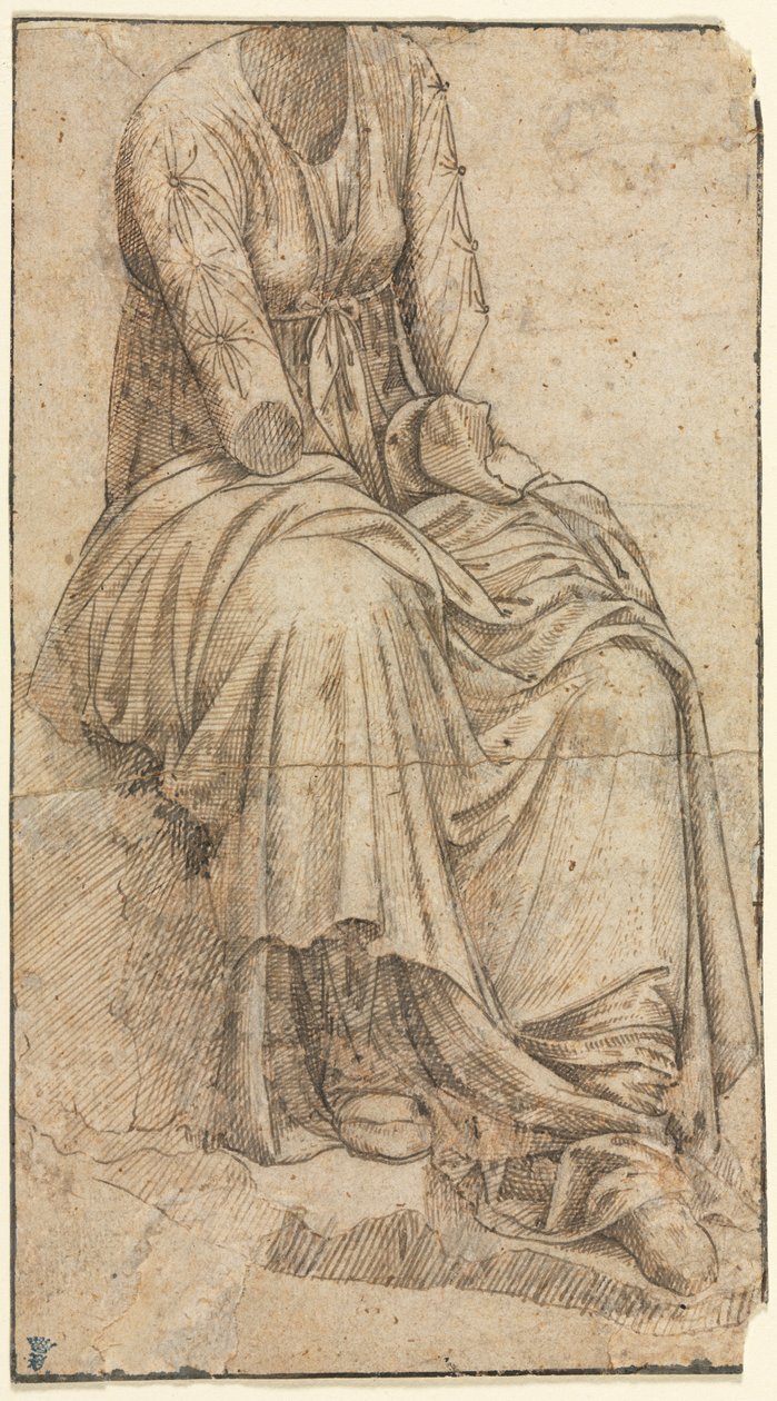 Kopi av en romersk statue av en sittende kvinne av circle of Domenico Ghirlandaio