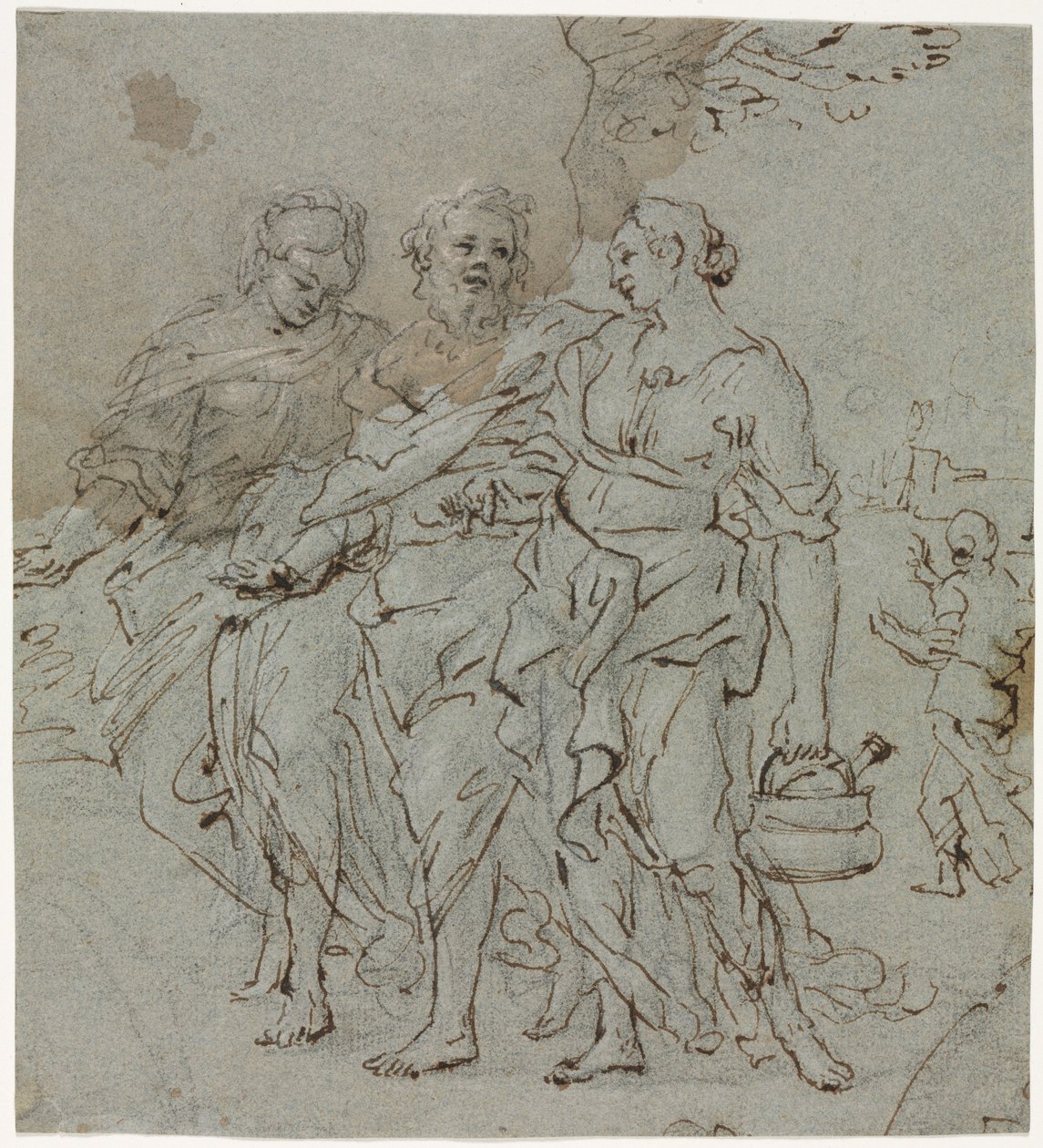 Lot og hans døtre (rekto) av circle of Pietro da Cortona
