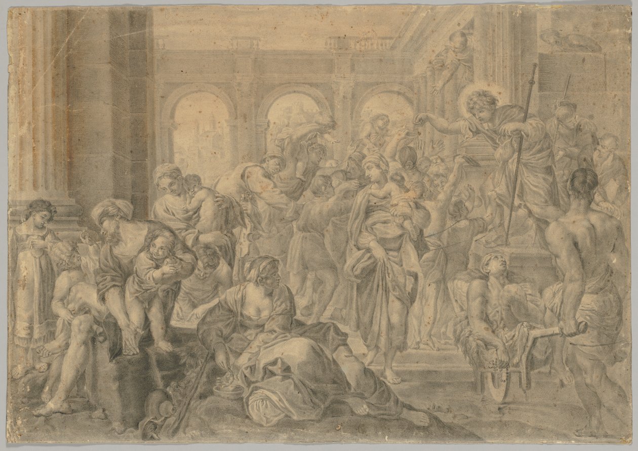 Kopi av Annibale Carraccis St. Roch Giving Alms av copy after Annibale Carracci