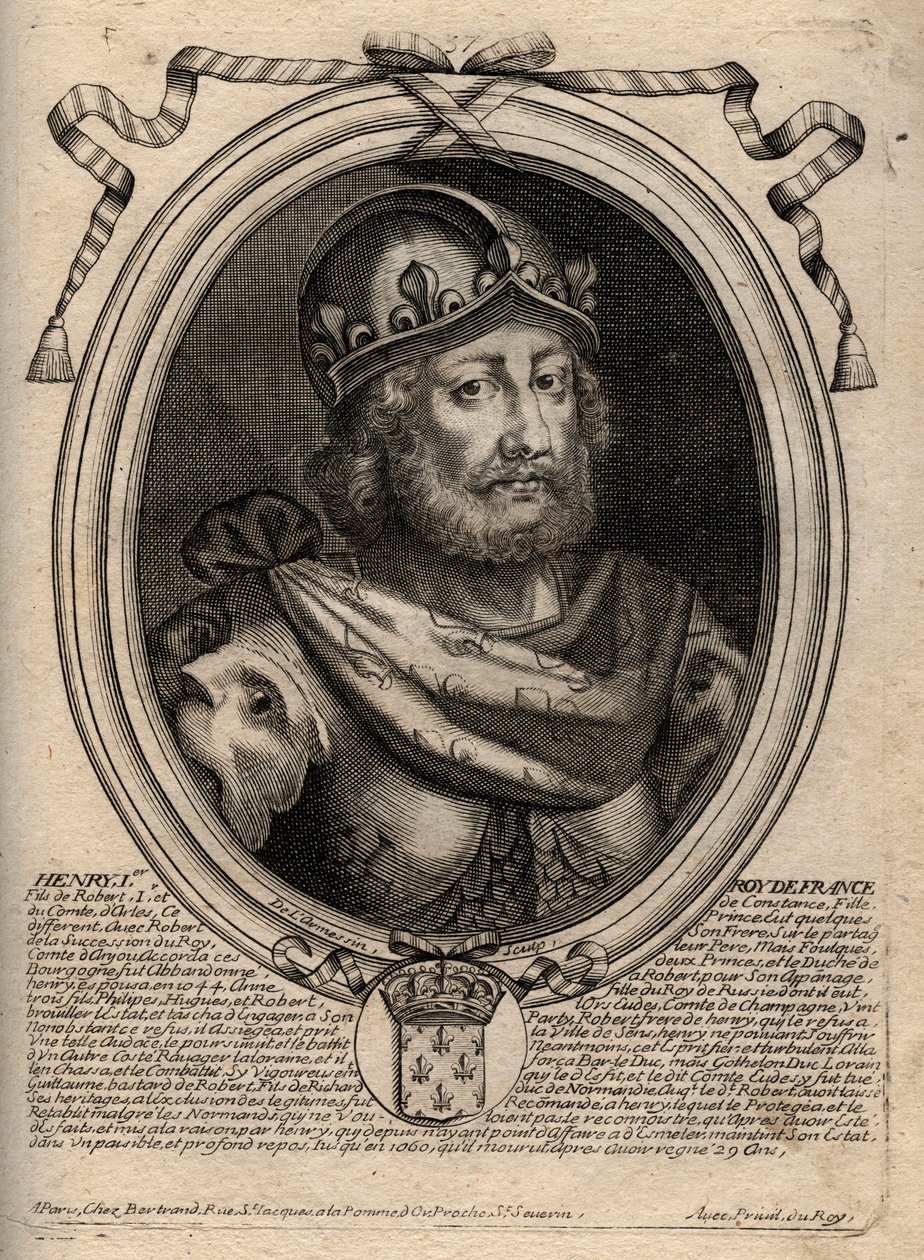 Capetians dynasti: Portrett av Henrik I (1009-1060), kongen av francene fra 1031 til 1060 - Henrik I (1009-1060) konge av Frankrike - gravering fra 