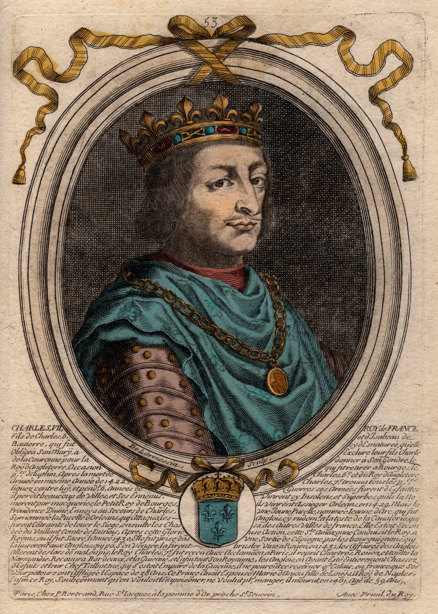 Portrett av Charles VII (1403-1461) Konge av Frankrike - CHARLES VII (1403-1461) Konge av Frankrike av de Larmessin