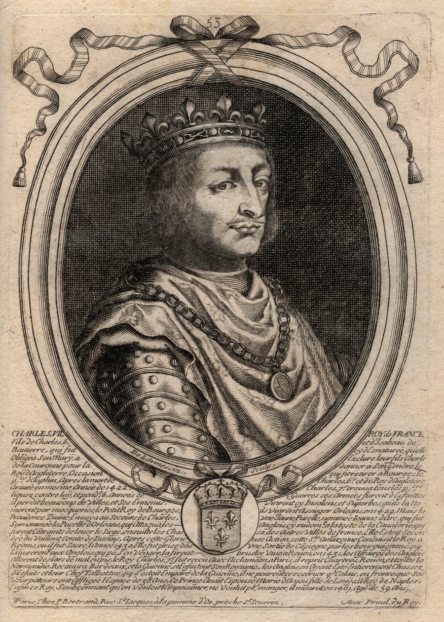 Portrett av Charles VII (1403-1461) Konge av Frankrike - CHARLES VII (1403-1461) Konge av Frankrike av de Larmessin