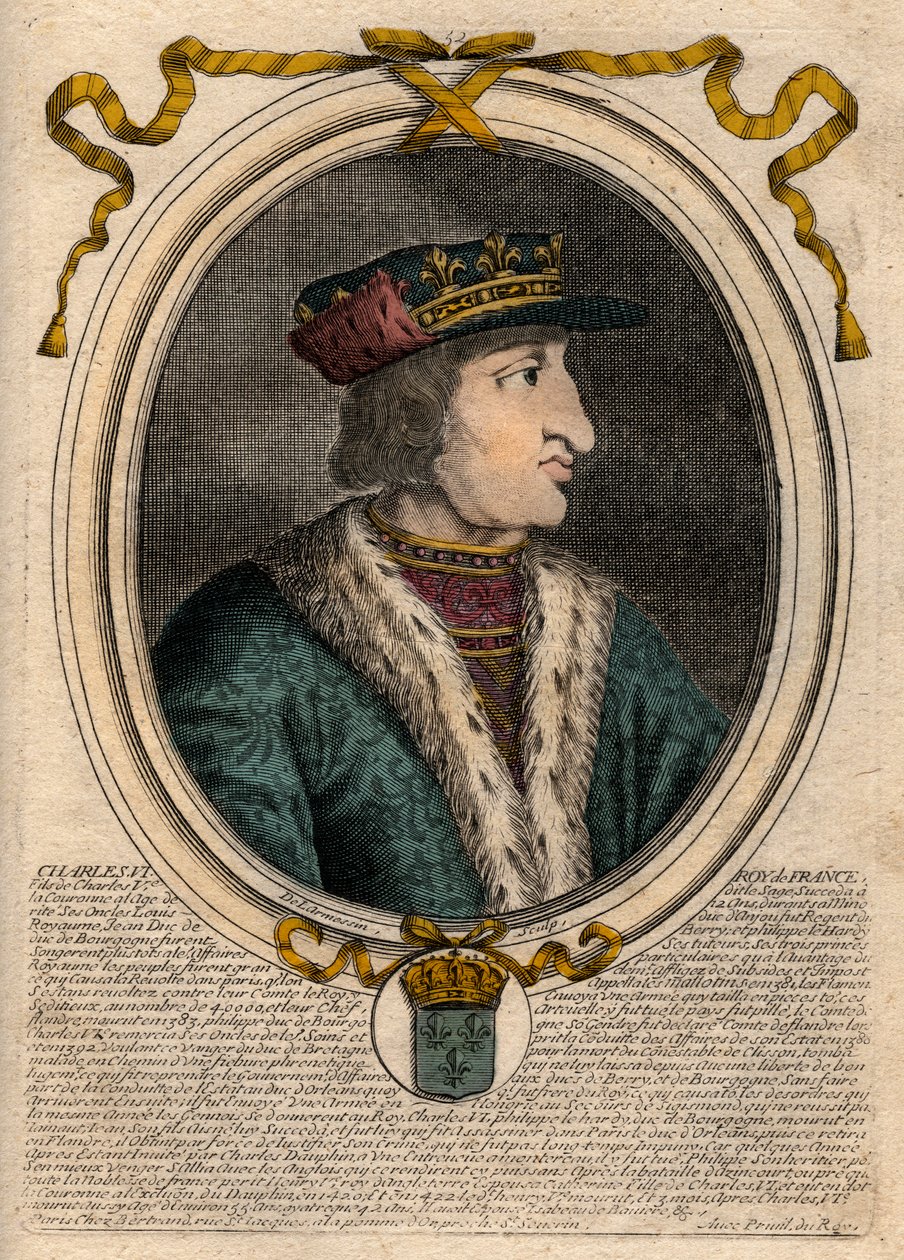 Portrett av Charles VI (1368-1422), konge av Frankrike - CHARLES VI (1368-1422) konge av Frankrike av de Larmessin