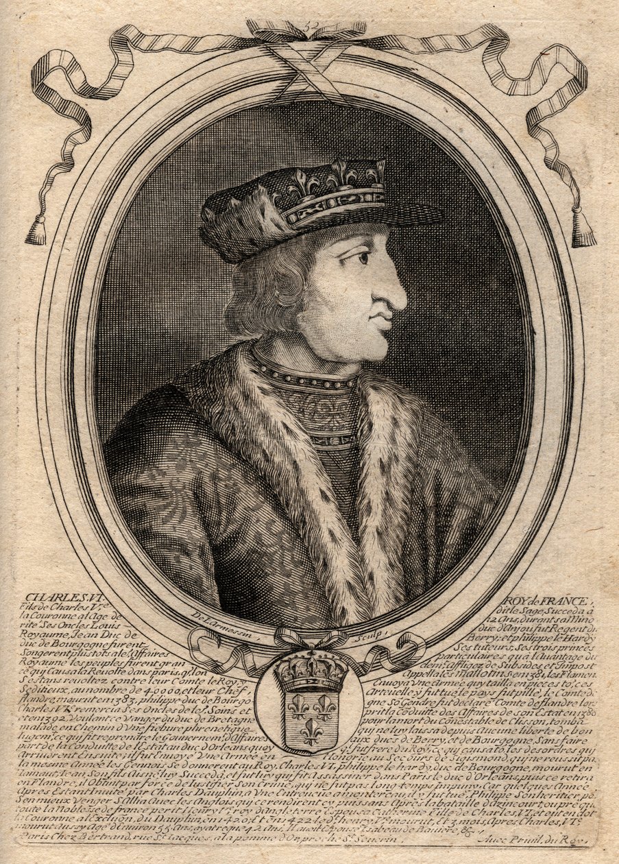 Portrait of Charles VI (1368-1422), King of France - CHARLES VI (1368-1422) King of France av de Larmessin