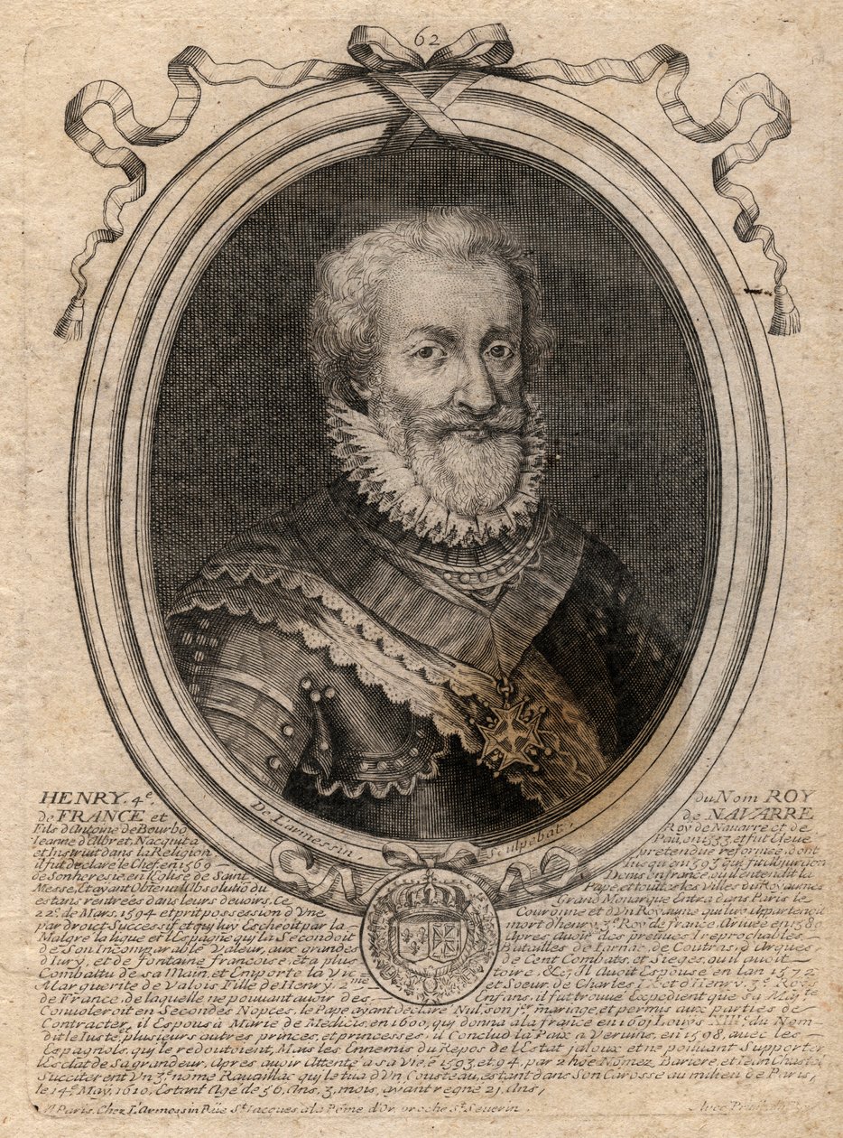 Portrett av Henrik IV (1553-1610) Konge av Frankrike - Portrett av Henrik IV (1553-1610) Konge av Frankrike - gravering fra 