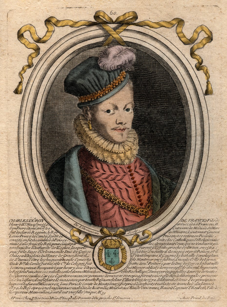 Portrett av kong Louis XII (1462-1515) - Portrett av Louis XII av Frankrike (1462-1515), konge av Frankrike - gravering fra 'Les Augustes Representations de tous les Kings de France fra Pharamond til Louis XIV', Paris av de Larmessin