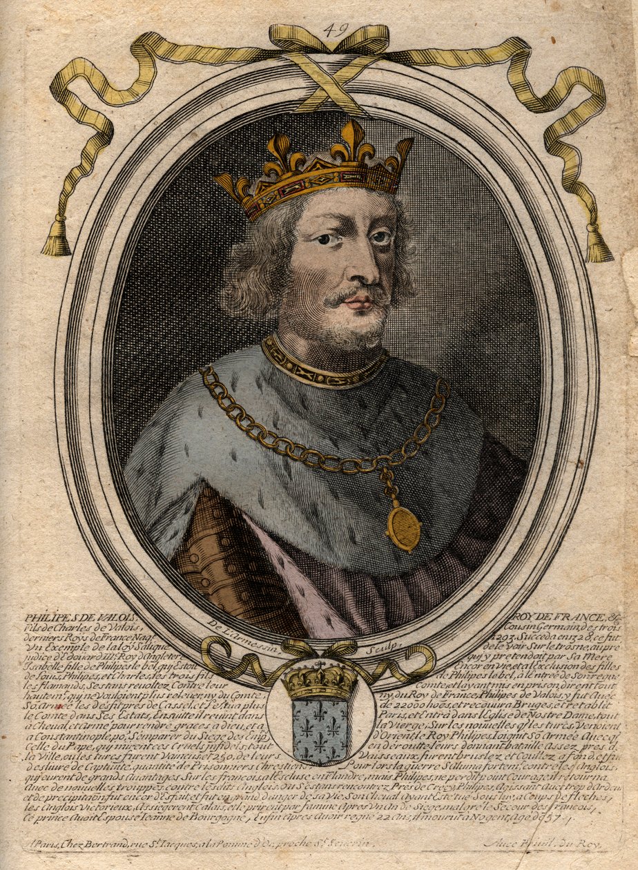Portrett av Philippe VI av Valois (1293-1350), konge av Frankrike - Filip VI av Valois (1293-1350) Konge av Frankrike - gravering fra 